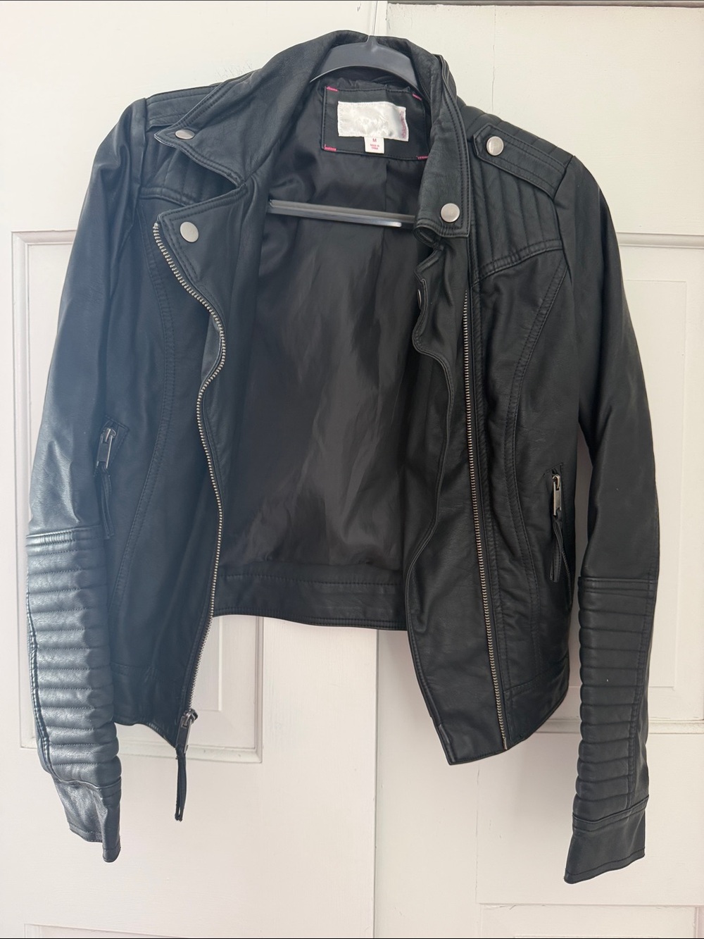 Xhilaration Black Faux Leather Moto Jacket for Women